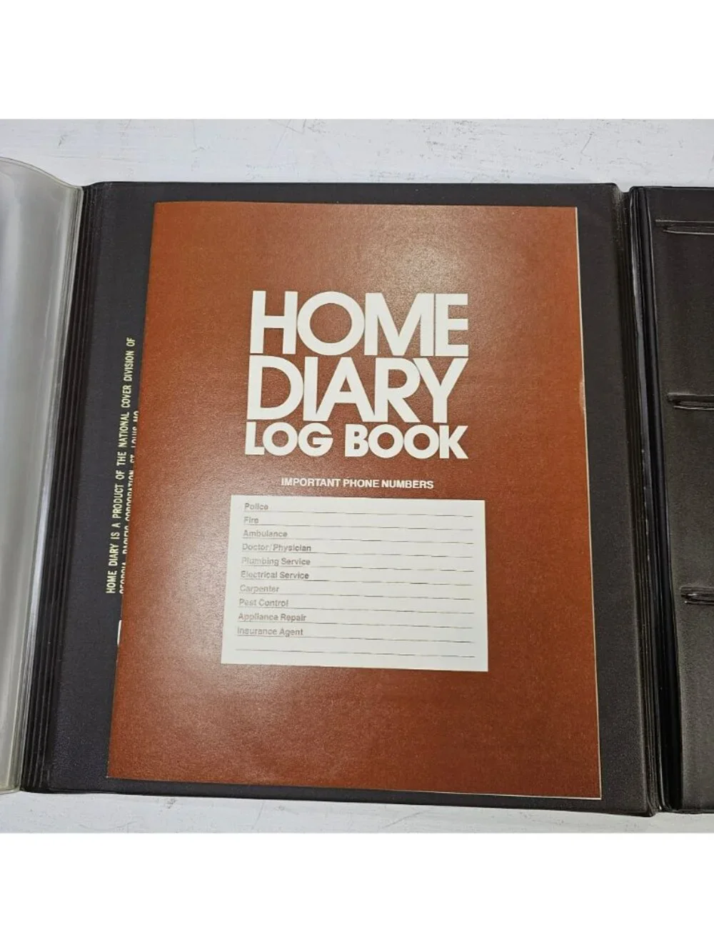 Vintage Home Diary Brown Faux Leather Document Binder with Log Book 11x12